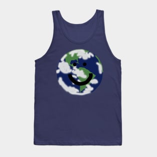 Planet Earth Happy Smiley Face Tank Top